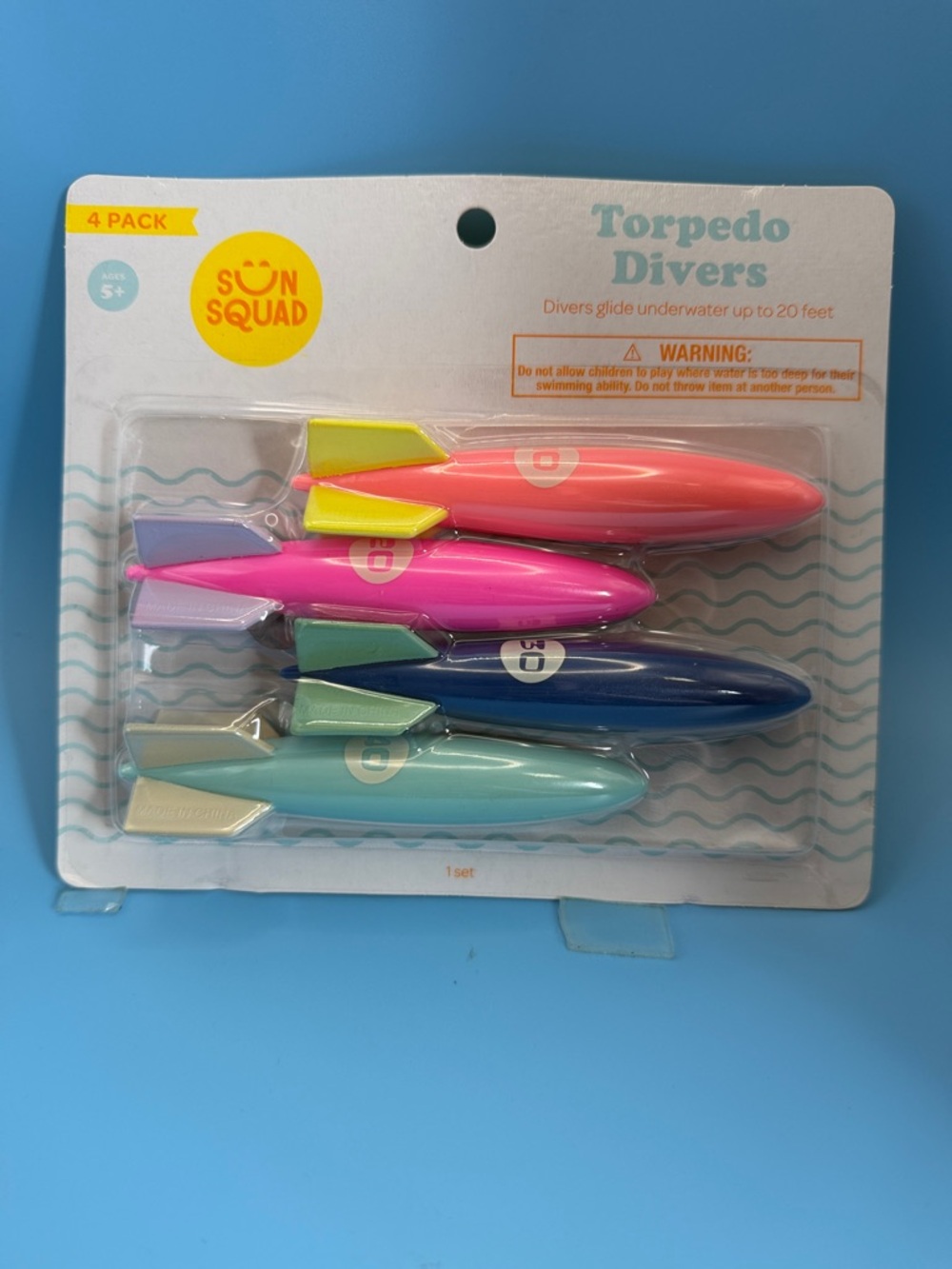 Sun Squad Torpedo Divers 4-Pack - Pink, Coral, Blue, Aqua
